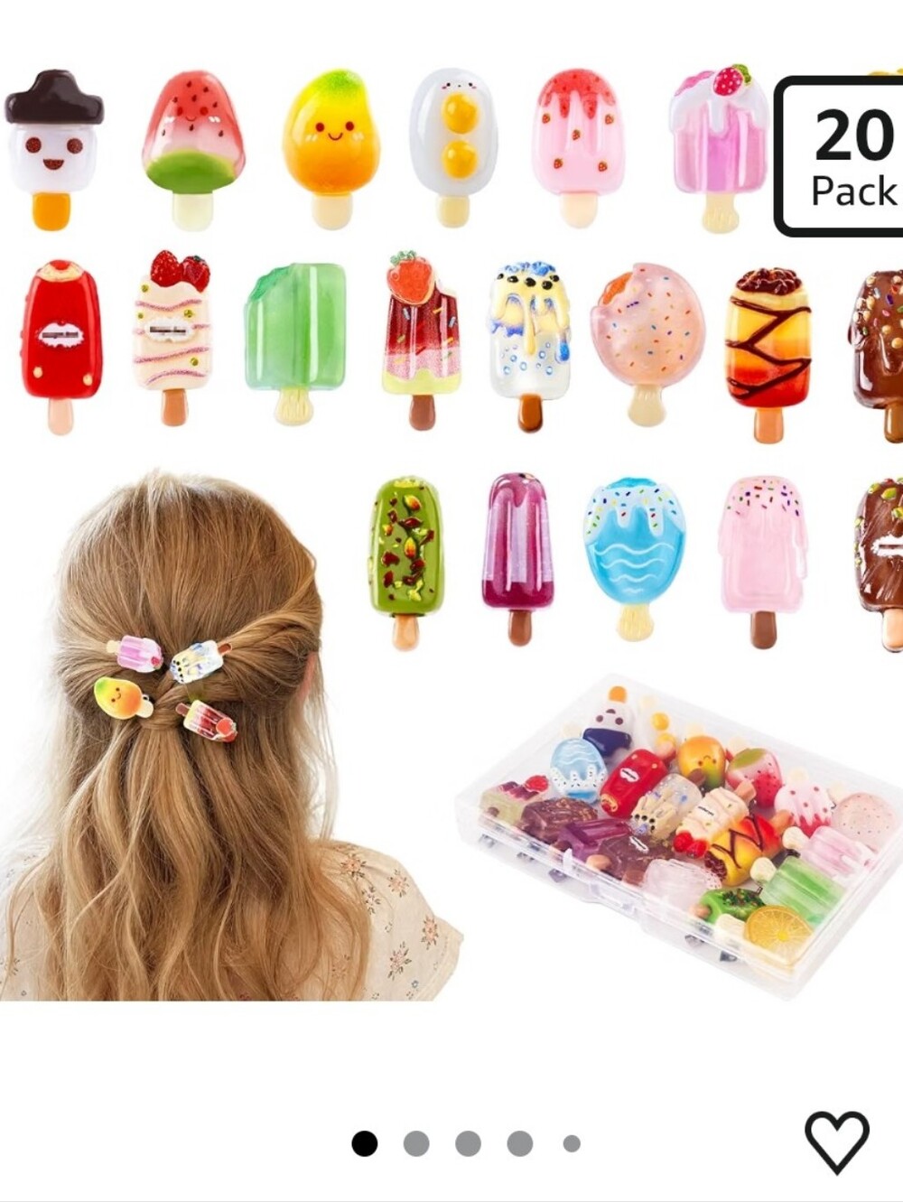 20 Pcs Ice Cream Hair Clips for Girls Mini Summer Gelato Hair Barrettes